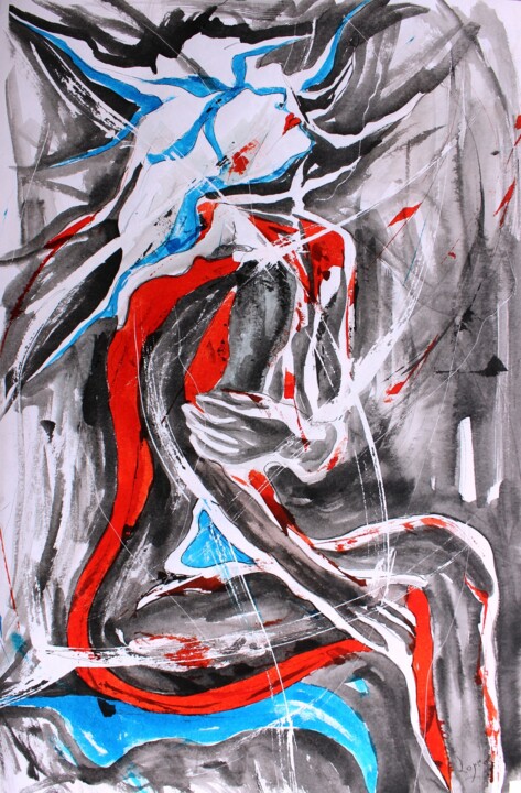 Картина под названием "423 Réflexion tourm…" - Jean-Luc Lopez, Подлинное произведение искусства, Чернила
