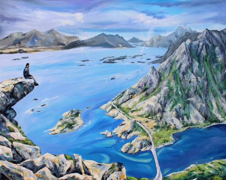 Painting titled "Les Calanques des i…" by Jean-Luc Lopez, Original Artwork, Acrylic Mounted on Wood Stretcher frame