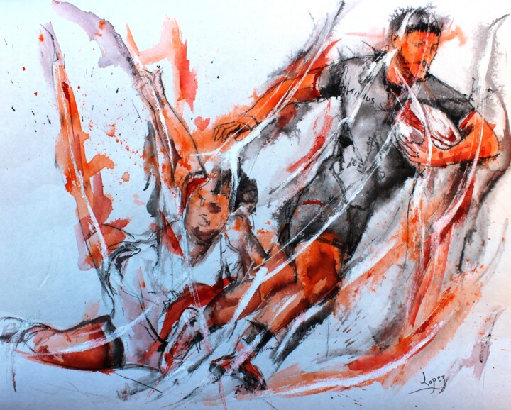 Painting titled "459 Rugby sang Toul…" by Jean-Luc Lopez, Original Artwork, Ink