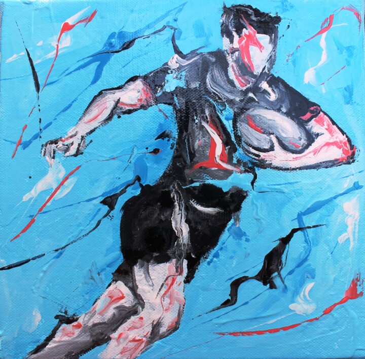 Painting titled "1421 Rugby" by Jean-Luc Lopez, Original Artwork, Lacquer
