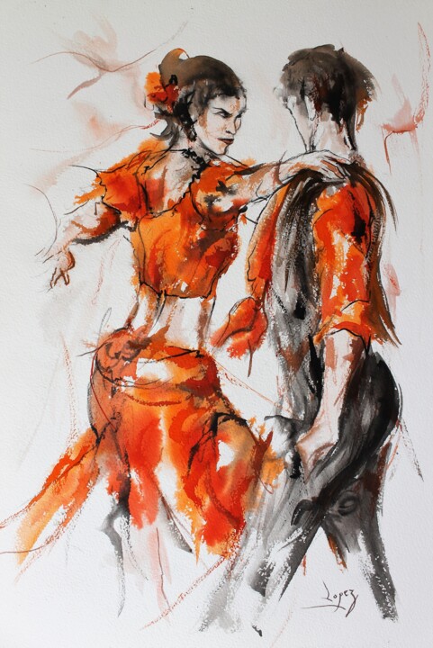 Pintura intitulada "520 Tango fierté" por Jean-Luc Lopez, Obras de arte originais, Tinta