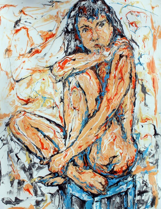 Peinture intitulée "1484 Pose de nue" par Jean-Luc Lopez, Œuvre d'art originale, Acrylique