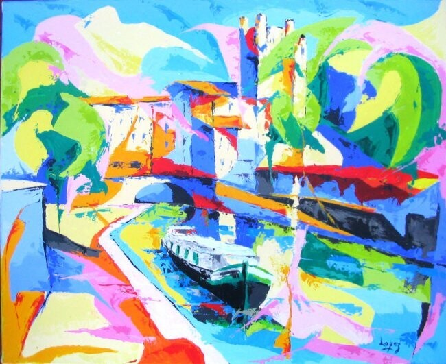 Painting titled "Narbonne" by Jean-Luc Lopez, Original Artwork, Oil