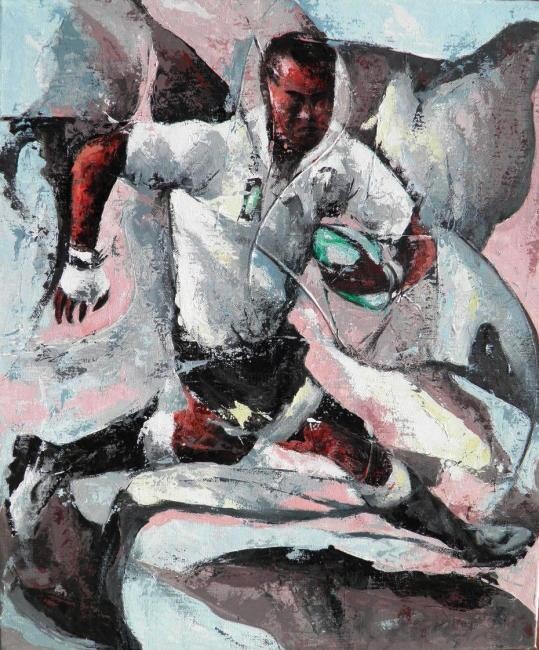Malarstwo zatytułowany „Rugby Fidji” autorstwa Jean-Luc Lopez, Oryginalna praca, Olej