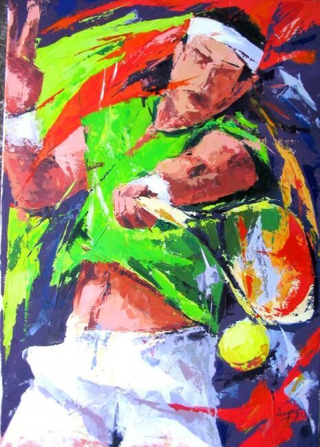 Peinture intitulée "Rafael NADAL" par Jean-Luc Lopez, Œuvre d'art originale, Huile