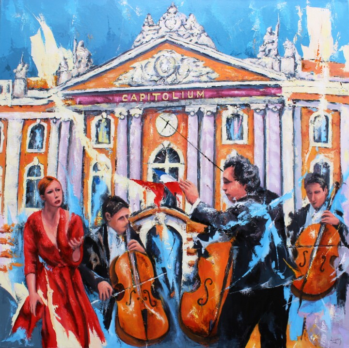 Painting titled "1051 Orchestre du C…" by Jean-Luc Lopez, Original Artwork, Acrylic Mounted on Wood Stretcher frame