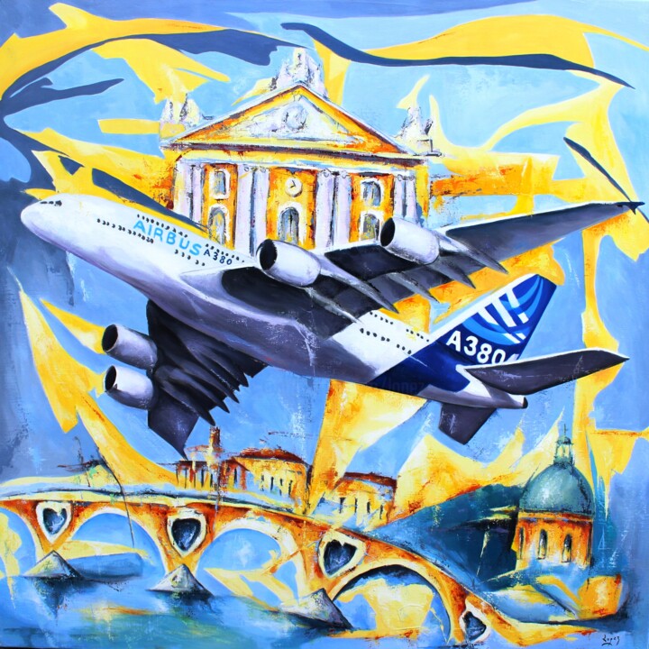 Pintura intitulada "1086 Toulouse capit…" por Jean-Luc Lopez, Obras de arte originais, Acrílico Montado em Armação em madeira