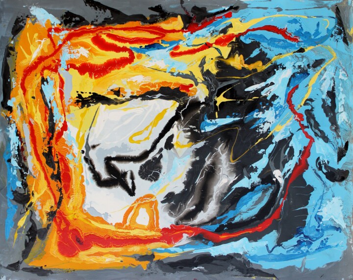 Peinture intitulée "Océan de lave" par Jean-Luc Lopez, Œuvre d'art originale, Acrylique