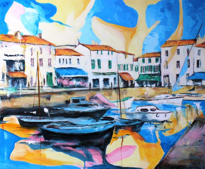 Painting titled "La Flotte en Ré" by Jean-Luc Lopez, Original Artwork, Acrylic