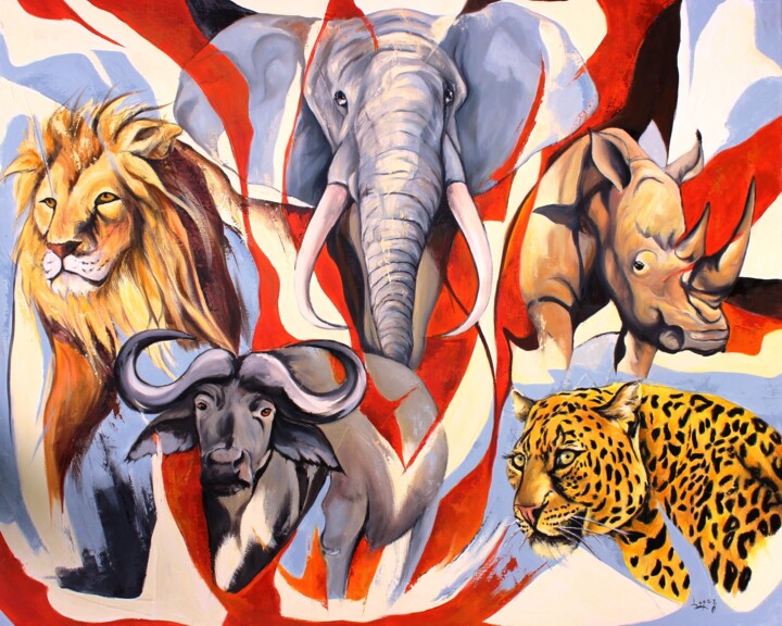 Malerei mit dem Titel "South Africa big fi…" von Jean-Luc Lopez, Original-Kunstwerk, Acryl Auf Keilrahmen aus Holz montiert
