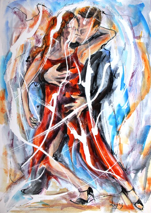 Schilderij getiteld "320 Tango" door Jean-Luc Lopez, Origineel Kunstwerk, Inkt