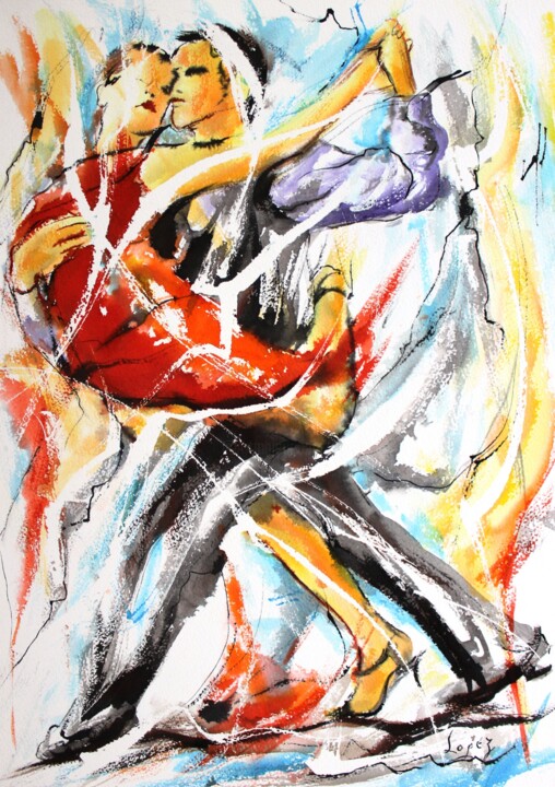 Painting titled "322 Tango" by Jean-Luc Lopez, Original Artwork, Ink