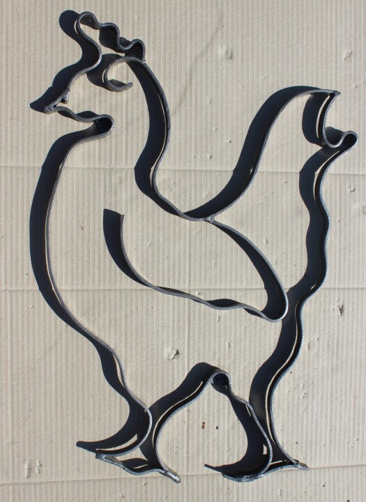 Escultura intitulada "Fière poule" por Jean-Luc Lopez, Obras de arte originais, Metais