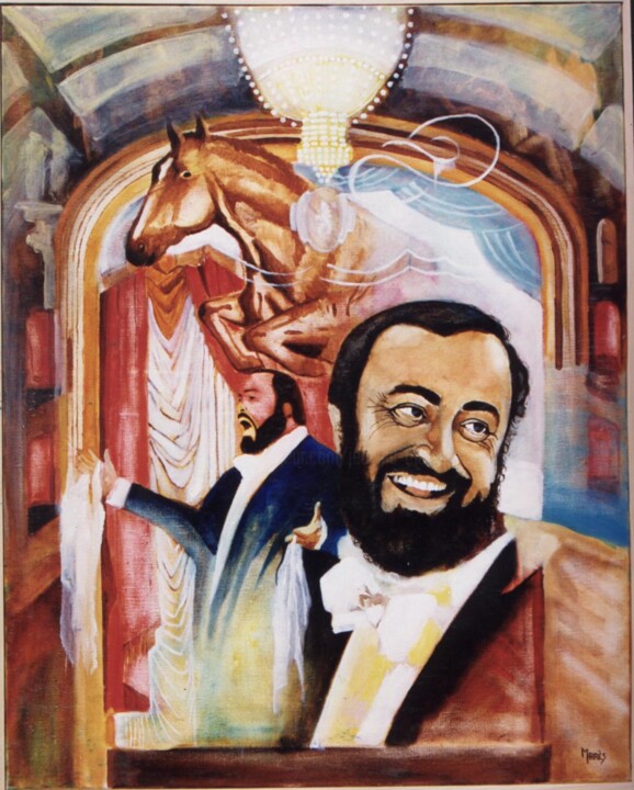 Peinture intitulée "Pavarotti" par Jean Luc Marès, Œuvre d'art originale, Huile