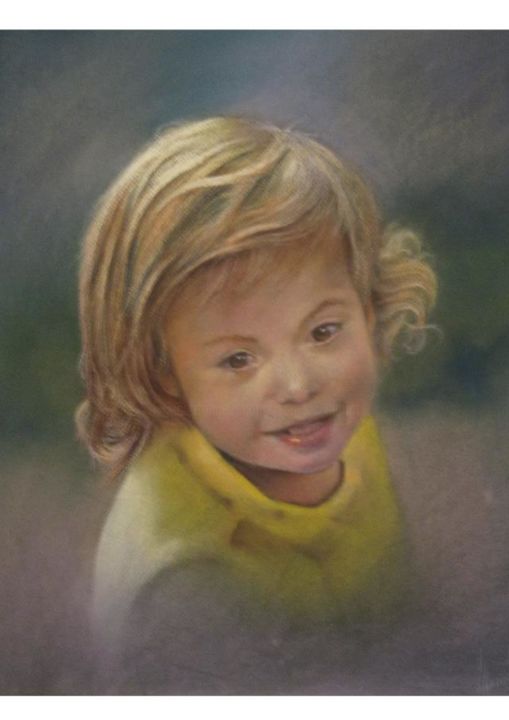 Peinture intitulée "petite fille" par Jean Luc Mariot, Œuvre d'art originale, Pastel