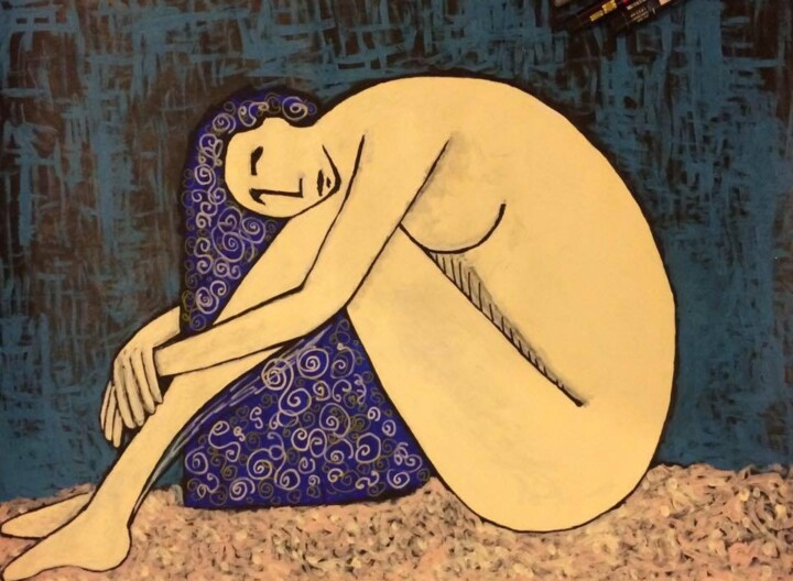 Peinture intitulée "Femme assise" par Jean-Luc Martine, Œuvre d'art originale