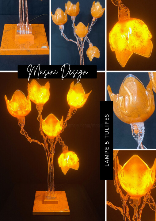 "Lampe 5 tulipes ora…" başlıklı Design Jean Luc Masini tarafından, Orijinal sanat, Armatür