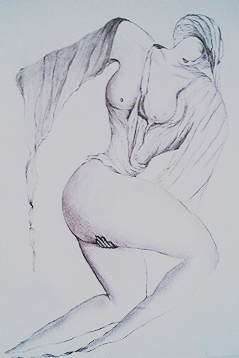 Drawing titled "FATIGUEE" by Jean Luc Masini, Original Artwork