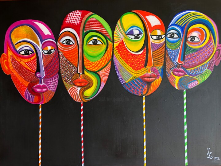 "Les maskals" başlıklı Tablo Jean Luc Onré tarafından, Orijinal sanat, Akrilik