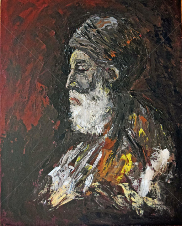 Painting titled "le-vieux-rabbin.jpg" by Jean-Luc Pavaut "Yaakov", Original Artwork, Acrylic