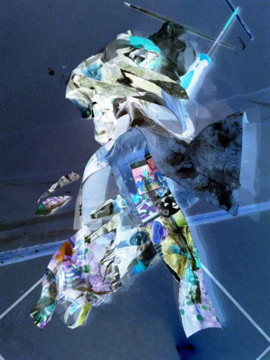Arts numériques intitulée "Samourai Bleu.jpg" par Jean-Luc Perrault, Œuvre d'art originale, Peinture numérique