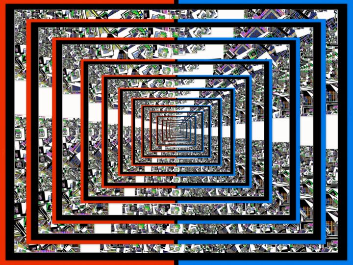 Arts numériques intitulée "Rectangles Bicolore…" par Jean-Luc Perrault, Œuvre d'art originale, Peinture numérique