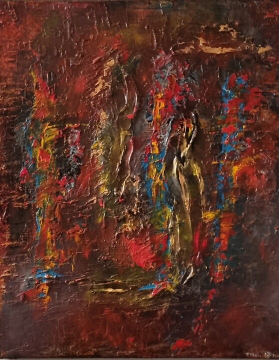 Painting titled "Incendie" by Jean Marc Brunet, Original Artwork, Acrylic