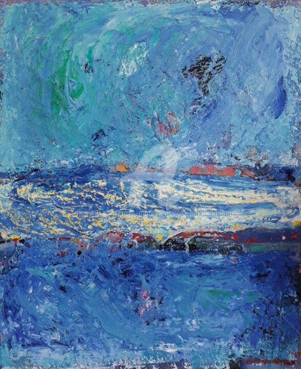 Peinture intitulée "Quand le bleu s'en…" par Jean-Marc Chapelet (jeanmarchapelet), Œuvre d'art originale, Huile