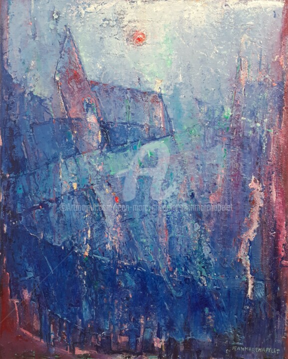 Peinture intitulée "Bleu mystique" par Jean-Marc Chapelet (jeanmarchapelet), Œuvre d'art originale, Huile