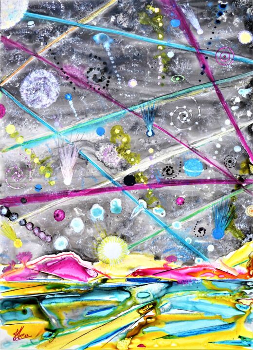 Peinture intitulée "Drôle de système" par Jean Marc Collombat, Œuvre d'art originale, Aquarelle