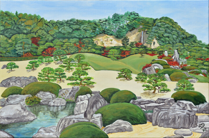 Painting titled "Adashi Museum 1" by Jean-Marc Dufer, Original Artwork, Oil Mounted on Wood Stretcher frame