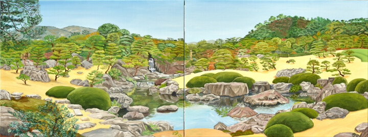 「Adashi Museum 3」というタイトルの絵画 Jean-Marc Duferによって, オリジナルのアートワーク, オイル ウッドストレッチャーフレームにマウント