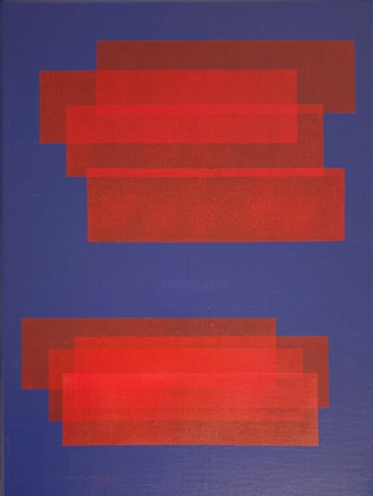 Schilderij getiteld "The Blues of the red" door Jean-Marc Gardeux, Origineel Kunstwerk, Acryl
