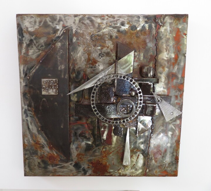 Sculpture titled "TABLEAU SCULPTURE M…" by Jean-Marc Martinez, Original Artwork, Metals Mounted on Metal