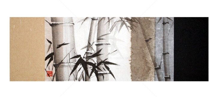 Ζωγραφική με τίτλο "bambous dans la lum…" από Jean-Marc Moschetti (encre-zen), Αυθεντικά έργα τέχνης, Μελάνι Τοποθετήθηκε στ…