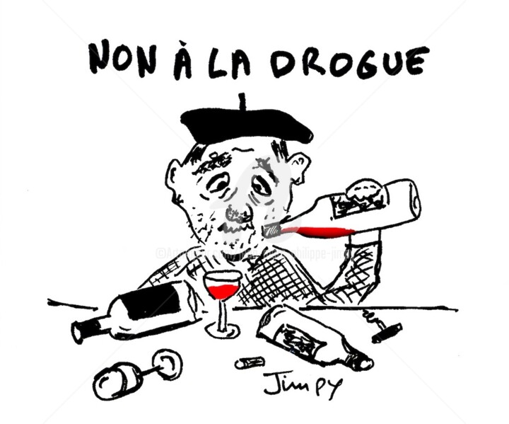 Dessin intitulée "NON À LA DROGUE !" par Jean-Marc Philippe (Jimpy), Œuvre d'art originale, Marqueur