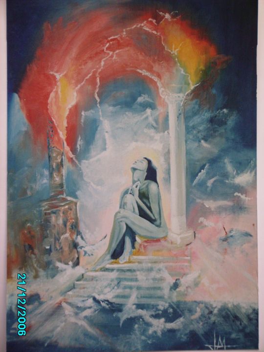 Schilderij getiteld "Mysticisme 2" door Jean-Marc Tendero, Origineel Kunstwerk, Olie