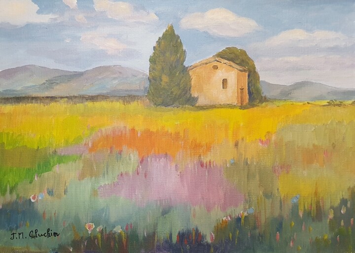 Painting titled "Mazet provençal" by Jean-Marie Cluchier, Original Artwork, Acrylic