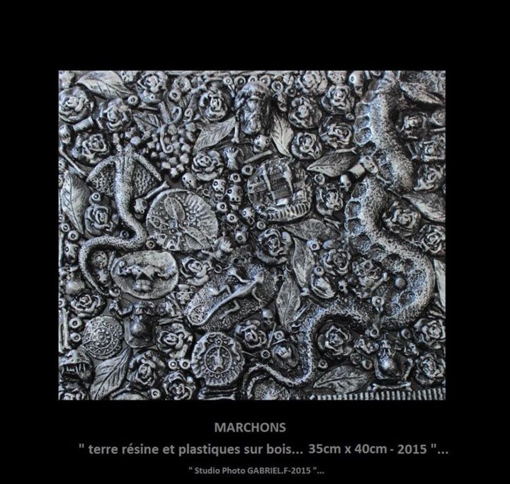 Sculpture intitulée "marcons..." par Jean-Marie Courbin Roscop, Œuvre d'art originale, Plastique