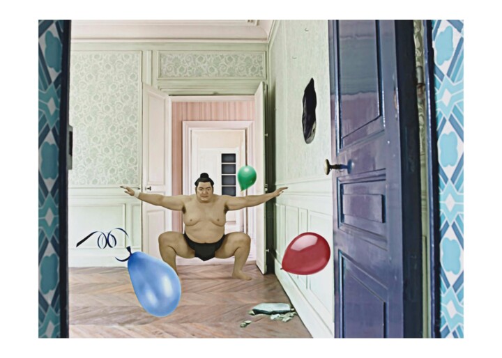 Digitale Kunst mit dem Titel "Little Sumo Party" von Jean-Marie Gitard (Mr STRANGE), Original-Kunstwerk, Digitale Collage