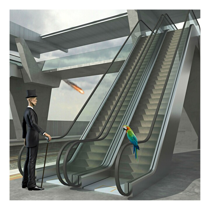 数字艺术 标题为“Escalators” 由Jean-Marie Gitard (Mr STRANGE), 原创艺术品, 数字拼贴