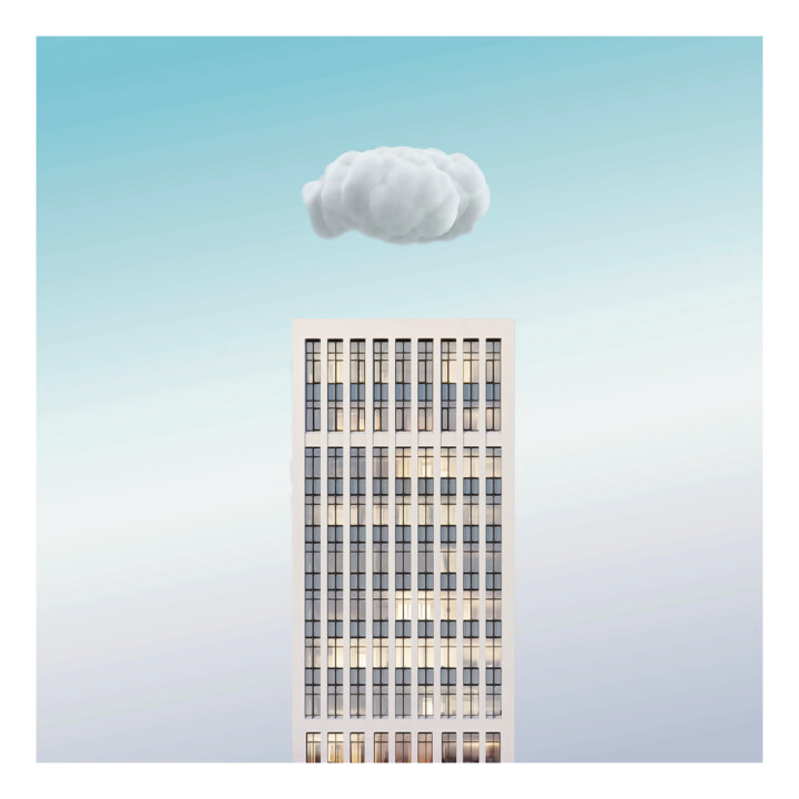 Arte digital titulada "Tower and Cloud" por Jean-Marie Gitard (Mr STRANGE), Obra de arte original, Collages digitales