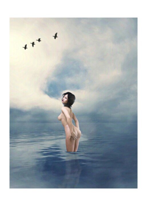 Digital Arts titled "Yoko Tastes the Wat…" by Jean-Marie Gitard (Mr STRANGE), Original Artwork, Digital Collage