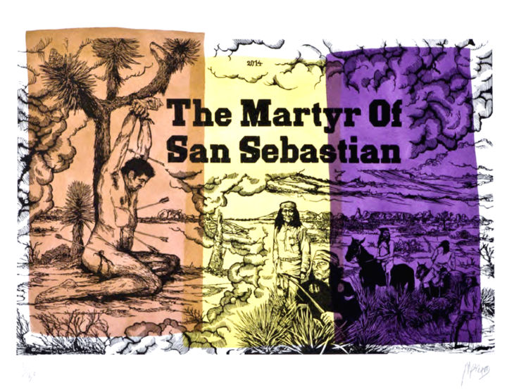 Druckgrafik mit dem Titel "The martyr of San S…" von Jean-Marie Picard, Original-Kunstwerk, Holzschnitt