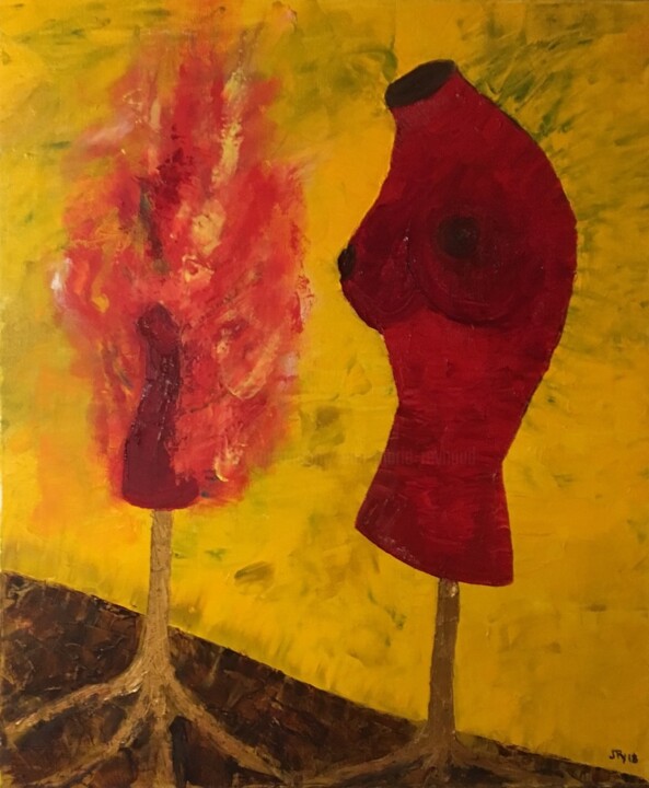 Painting titled "Le Phoenix s'enflam…" by Jean-Marie Reynaud (jmry), Original Artwork, Oil