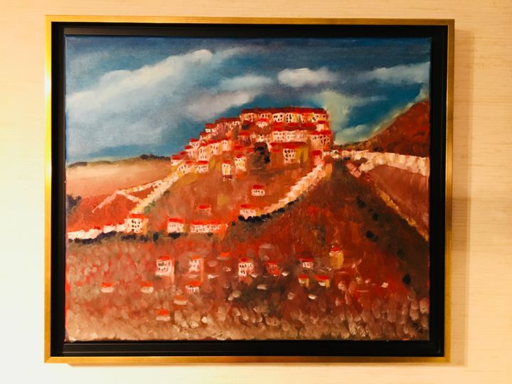 Malerei mit dem Titel "Le palais du Tibet" von Jean-Marie Reynaud (jmry), Original-Kunstwerk, Öl