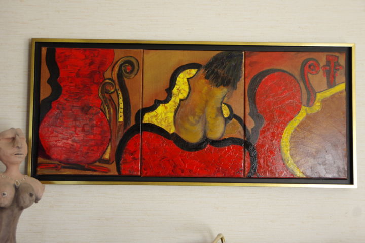 Malerei mit dem Titel "L’atelier du luthie…" von Jean-Marie Reynaud (jmry), Original-Kunstwerk, Öl