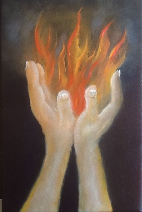 Peinture intitulée "Les mains de feu" par Jean-Marie Reynaud (jmry), Œuvre d'art originale