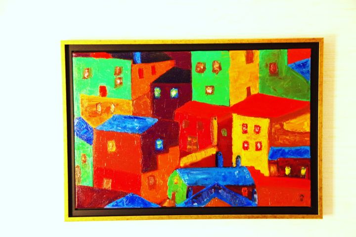 Картина под названием "Village italien" - Jean-Marie Reynaud (jmry), Подлинное произведение искусства
