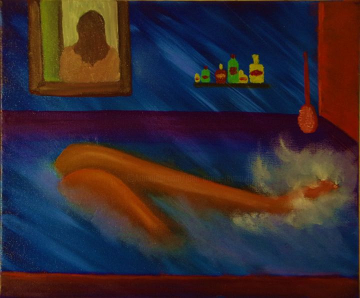 Pintura intitulada "Le bain entre filles" por Jean-Marie Reynaud (jmry), Obras de arte originais